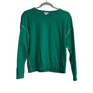 Dylan Size Small Kelly Green Blanket Stitched Long Sleeve Tee Shirt